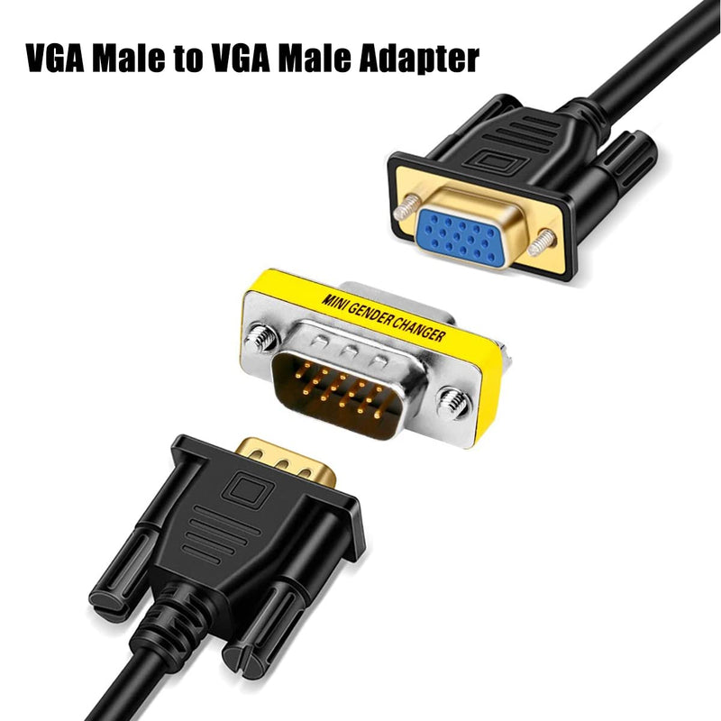  [AUSTRALIA] - VGA Coupler Male Connector 2-Pack, UV-CABLE HD15 VGA/SVGA KVM Male to Male Gender with Gold-Plated 3cm vga male to male