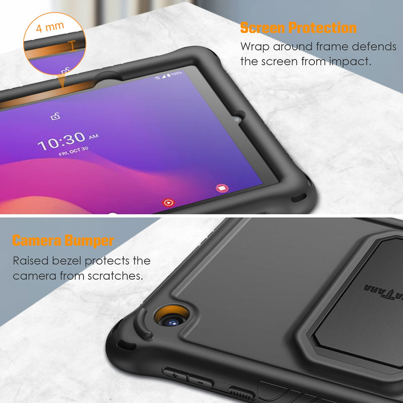  [AUSTRALIA] - Fintie Case for for Alcatel Joy Tab 2 Tablet 8-inch 2020 Release (Model: 9032Z) - [Built-in Kickstand] Anti Slip Kids Friendly Shockproof Silicone Protective Cover (Black)