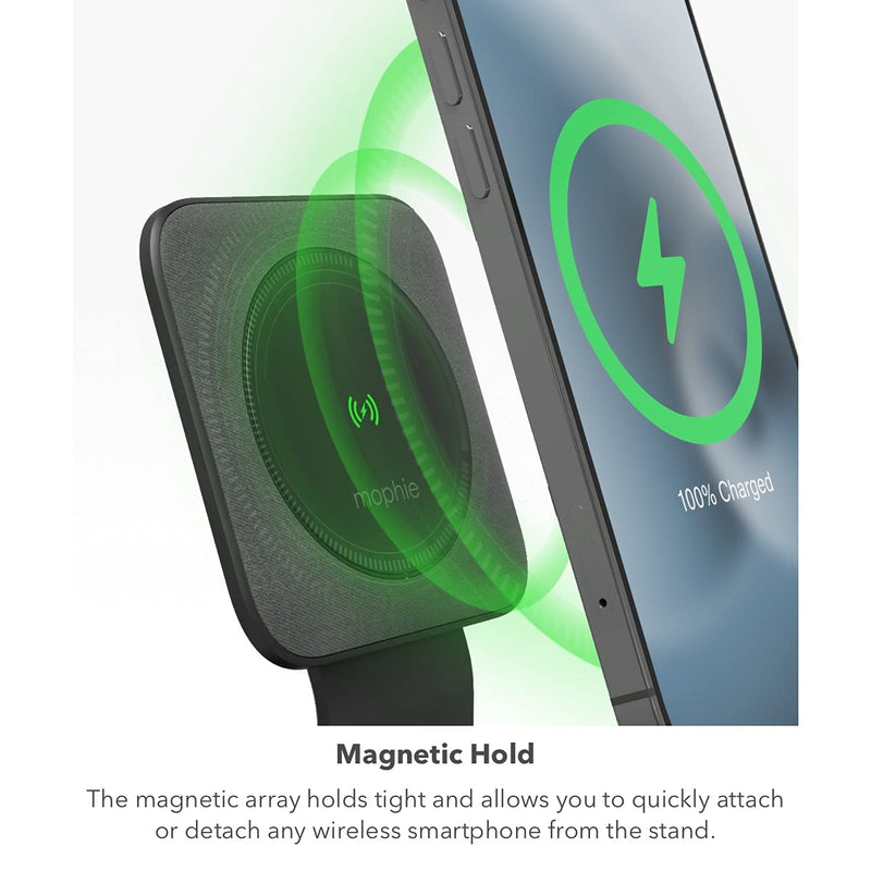  [AUSTRALIA] - mophie - 15W Wireless Charging Stand Compatible with snap and MagSafe for Smartphones, iPhone, Google Pixel, Samsung Galaxy, Qi-Enabled Devices