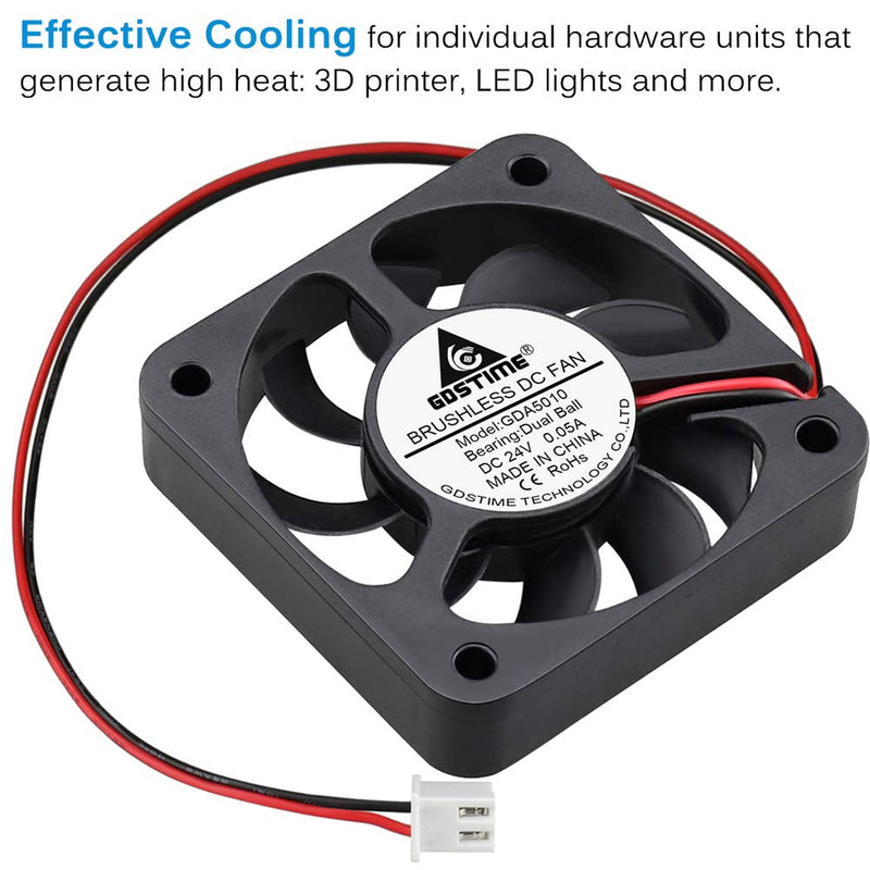  [AUSTRALIA] - GDSTIME 50mm x 50mm x 12mm 24v Dual Ball Bearing Brushless Cooling Fan