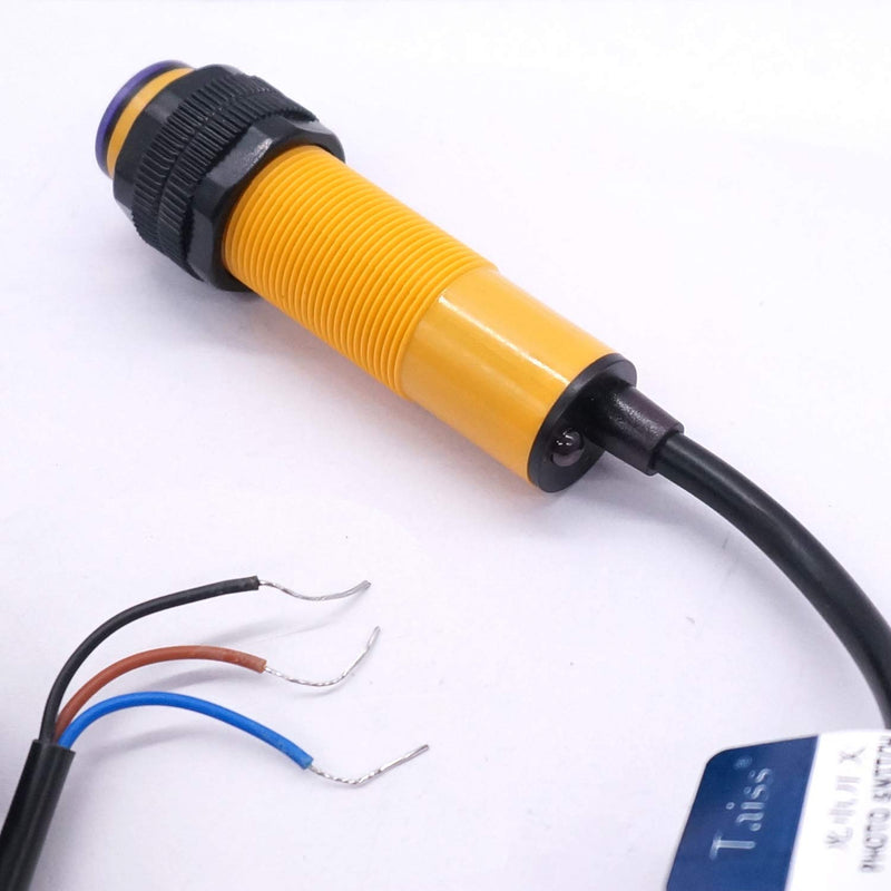 Taiss/ M18 Infrared Ray Diffuse Reflection Photoelectric Switch Sensor Optical Three Lines 6-36VDC PNP NO Proximity Switch Inductive Distance 10 cm E3F-DS10P1 - LeoForward Australia