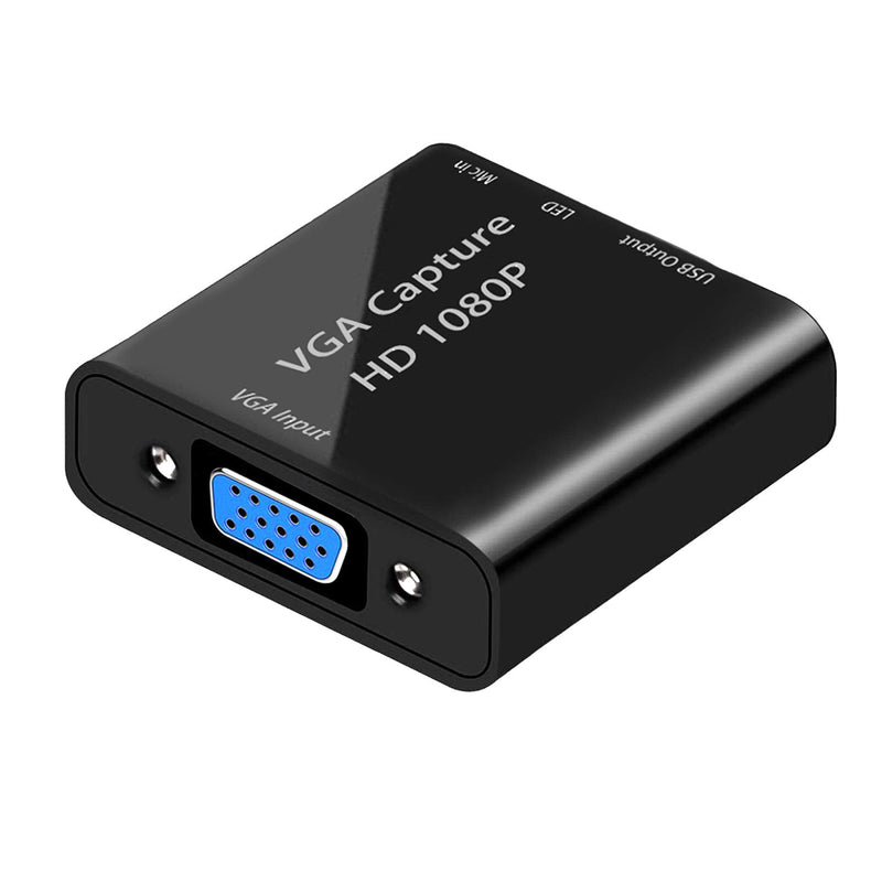  [AUSTRALIA] - Video Capture Card, VGA to USB Capture Adapter with Microphone Input, HD 1080p Video Adapter, for Live Broadcast, Laptops, Monitors, Video Conferencing and Games