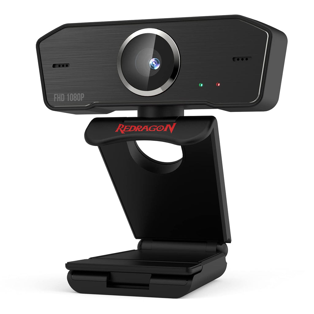  [AUSTRALIA] - Redragon GW800 1080P PC Webcam with Built-in Dual Microphone, 360° Rotation - 2.0 USB Computer Web Camera - 30 FPS for Online Courses, Video Conferencing and Streaming Black-1080P