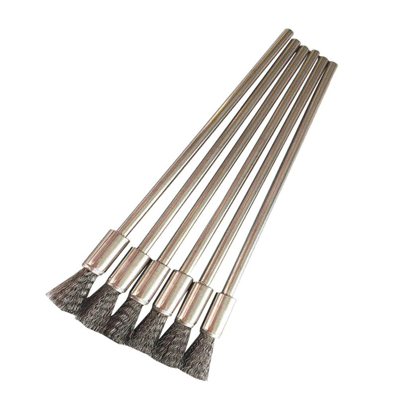  [AUSTRALIA] - 10 Pieces Extended Stainless Steel Wire Steel Cleaning End Brushes Pen Wire Brush Rust Paint Removal Bits Polishing Rotary Tools Accessories 3 MM Mandrel (6mm end Brush)