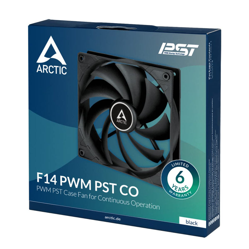  [AUSTRALIA] - ARCTIC F14 PWM PST CO - 140 mm Case Fan with PWM Sharing Technology (PST), Dual Ball Bearing for Continuous Operation, Quiet, Computer, 200-1350 RPM - Black (ACFAN00220A)