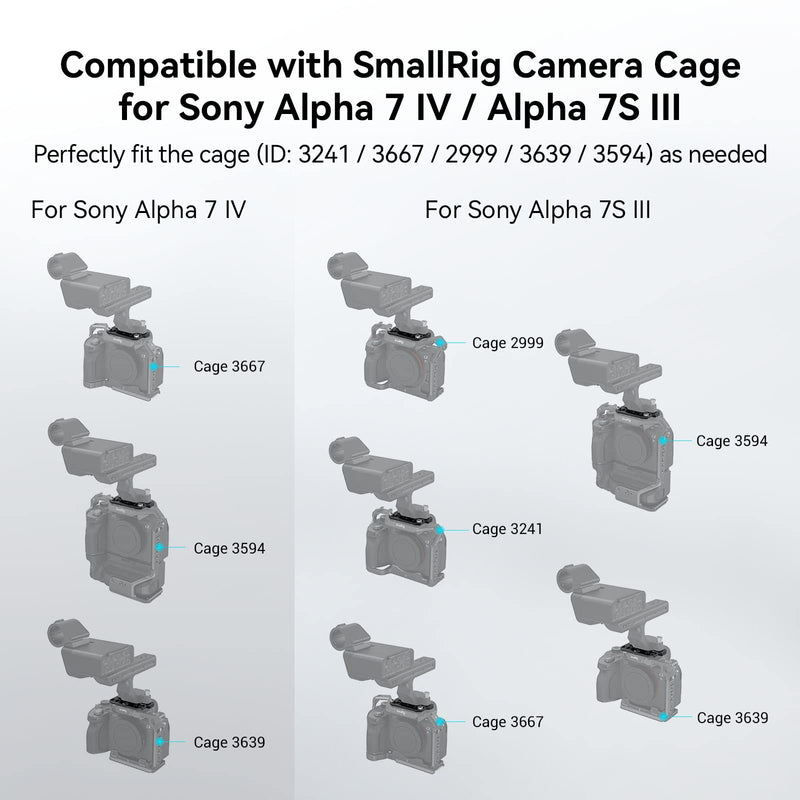  [AUSTRALIA] - SmallRig Mounting Plate for Attaching FX30 / FX3 XLR Handle to Camera Cage 2999 / 3241 for Sony A7 SIII, Camera Cage 3667 / 3639 / 3594 for Sony A7 IV (A7M4) - MD4019