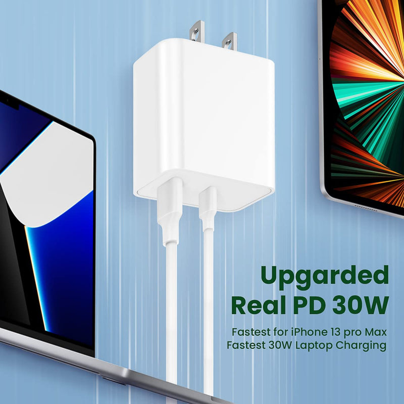  [AUSTRALIA] - 30w USB-C Power Adapter, Zafolia iPhone 14 Fast Charger Block, Google Pixel 6/6 Pro Charger, Upgraded Certified Dual Ports PD 3.0 Charging Plug for iPhone 13 Pro Max/iPad Pro/Samsung Galaxy S21 S22