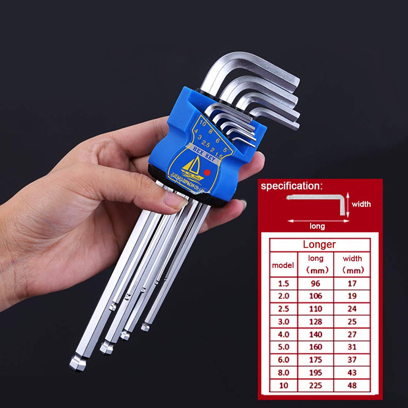 9PCS Extra Long Hex Wrench Allen Key Socket Hexagonal Wrenches Set Spanner For Repair Bicycle Hand tool Set Extra long Hexagonal Wrenches Set - LeoForward Australia