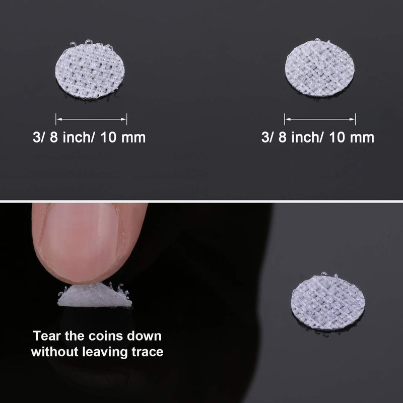  [AUSTRALIA] - 3/8 Inch White Sticky Coins Dots Tapes Self-Adhesive Hook and Loop Coins Round Dots, 1200 Pieces