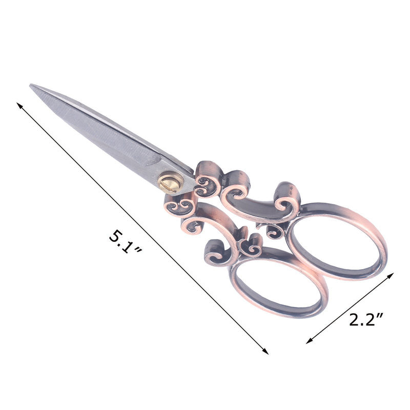  [AUSTRALIA] - BIHRTC European Vintage Stainless Steel Sewing Scissors DIY Tools Cloud Pattern Dressmaker Shears Scissors for Embroidery, Craft, Art Work & Everyday Use (Copper)