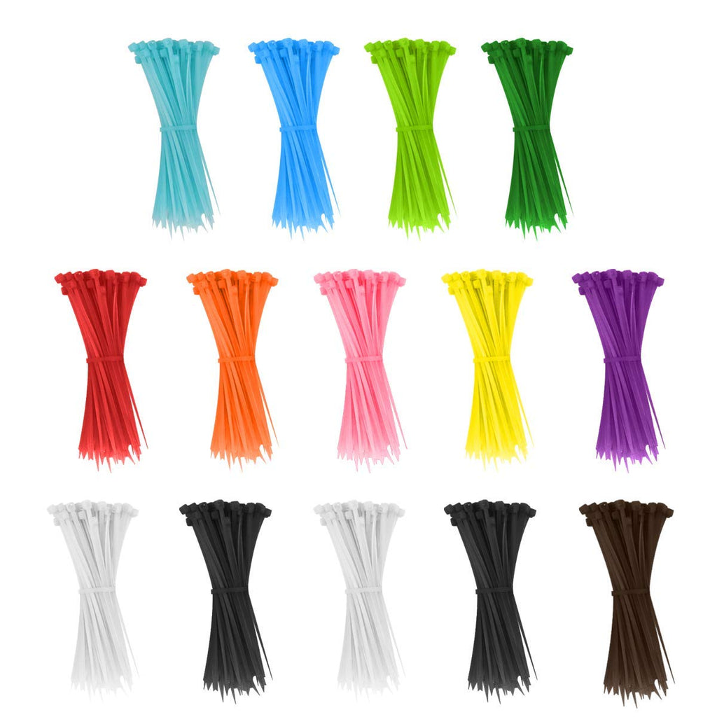  [AUSTRALIA] - Nylon Zip Ties (BULK PACK OF 1400) 4 Inch Cable Ties in Assorted Color - Self-Locking 25lb Strength Tie Wraps - 12 Different colour Perfect for Tying Cables, Wires, Organization Cable 1400PCS