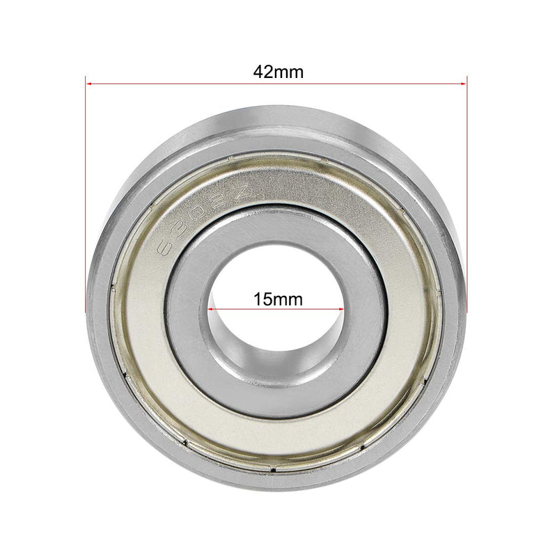  [AUSTRALIA] - uxcell 6302ZZ Deep Groove Ball Bearing 15x42x13mm Double Shielded Chrome Steel Bearings 2-Pack 15mmx42mmx13mm