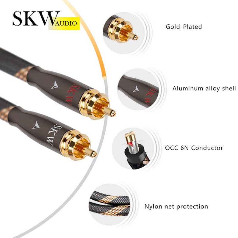  [AUSTRALIA] - SKW Audiophiles RCA Cable 2RCA Male to 2RCA Male HiFi System Interconnect Cable with Diameter 7mm(4.9ft/1.5M,Black,Nylon) 1.5 Metre Black