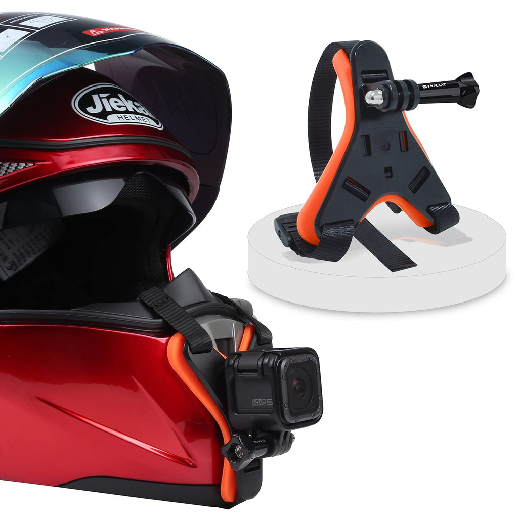  [AUSTRALIA] - PULUZ Motorcycle Helmet Chin Mount Kits Compatible with GoPro Hero 9/8/ 7/ 6 /5 /4 /3/ Hero Black/ Session/ Xiaomi Yi/ SJCAM Strap Belt Mount C