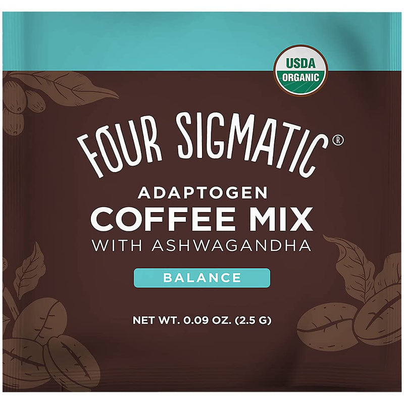Four Sigmatic Adaptogen Organic Medium Roast Instant Coffee with Ashwagandha, Chaga & Tulsi, Immune Support & Stress Relief, Keto, Multicolored, 0.09 Oz, Pack of 10 - LeoForward Australia
