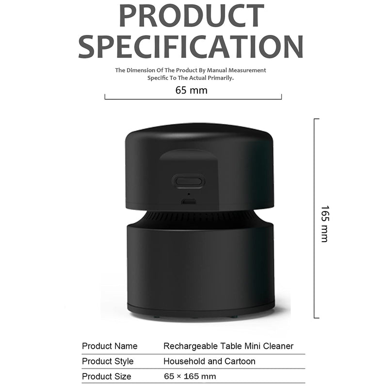  [AUSTRALIA] - ODISTAR Desktop Vacuum Cleaner,Mini Table dust Sweeper Energy Saving with auto Power-Off Function,High Endurance up to 400 mins,Cordless&360º Rotatable Design for Keyboard/Home/Office (Black) Black