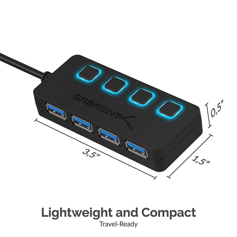  [AUSTRALIA] - Sabrent 4-Port USB 3.0 Hub with Individual LED Lit Power Switches, Includes 5V/2.5A Power Adapter (HB-UMP3)