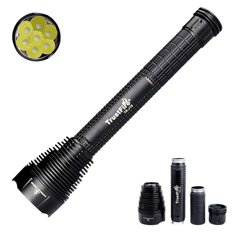 TrustFire 18650 LED Flashlight, J18 Super Bright 8000 Lumens, Water Resistant 5 Light Modes Large Tactical Torch by 2X or 3X 18650 26650 Rechargeable Battery (Battery Not Included) - LeoForward Australia