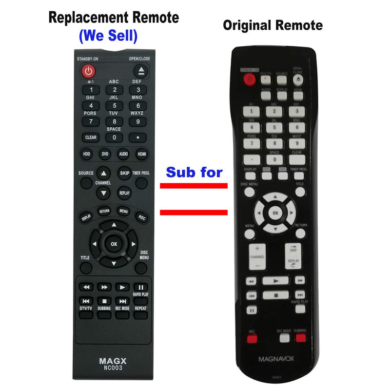 New NC003 NC003UD Replace Remote Control fit for Magnavox DVDR HDD DVD Player Recorder MDR515H MDR533H MDR535H MDR537H MDR557H MDR515H/F7 MDR535H/F7 MDR537H/F7 - LeoForward Australia