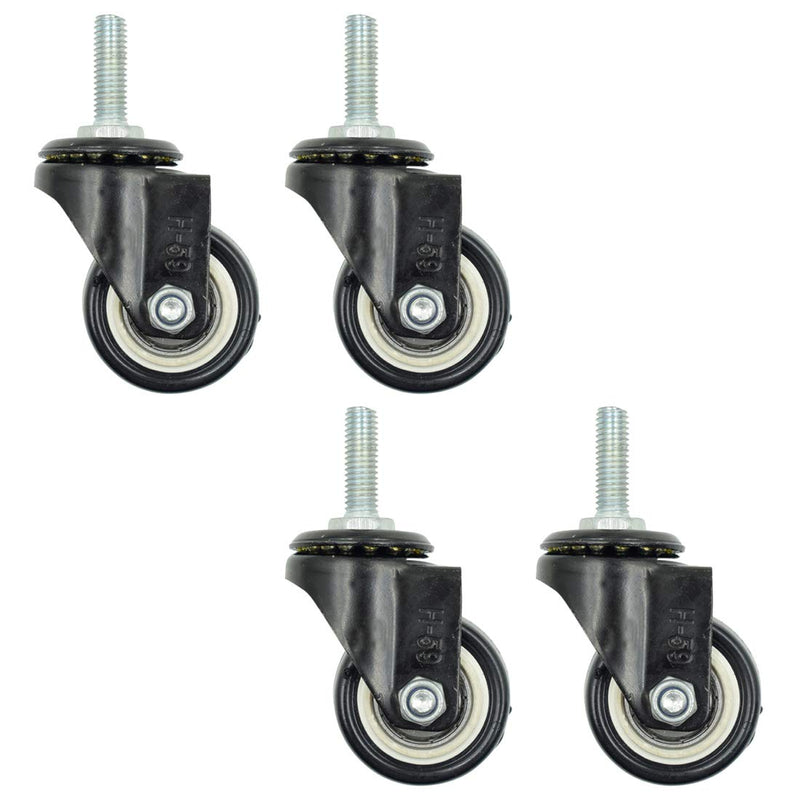  [AUSTRALIA] - Hxchen 4Pcs 1.5 Inch Heavy Duty Caster Wheels Swivel Casters with M8 Threaded Stem (Without Brake), Loading 50kg/110lbs Black Rubber 1.5 Inch & M8 Threaded Stem (Without Brake)