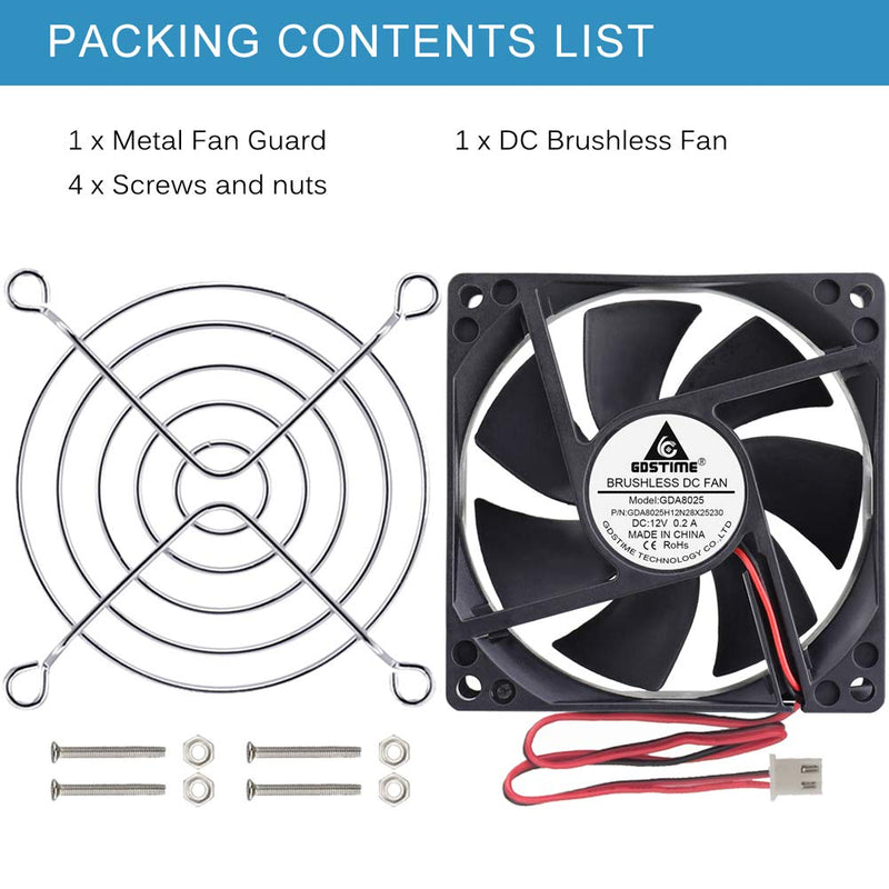  [AUSTRALIA] - GDSTIME 80mm x 80mm x 25mm 12V Brushless DC Cooling Fan 1 pack 80mm fan