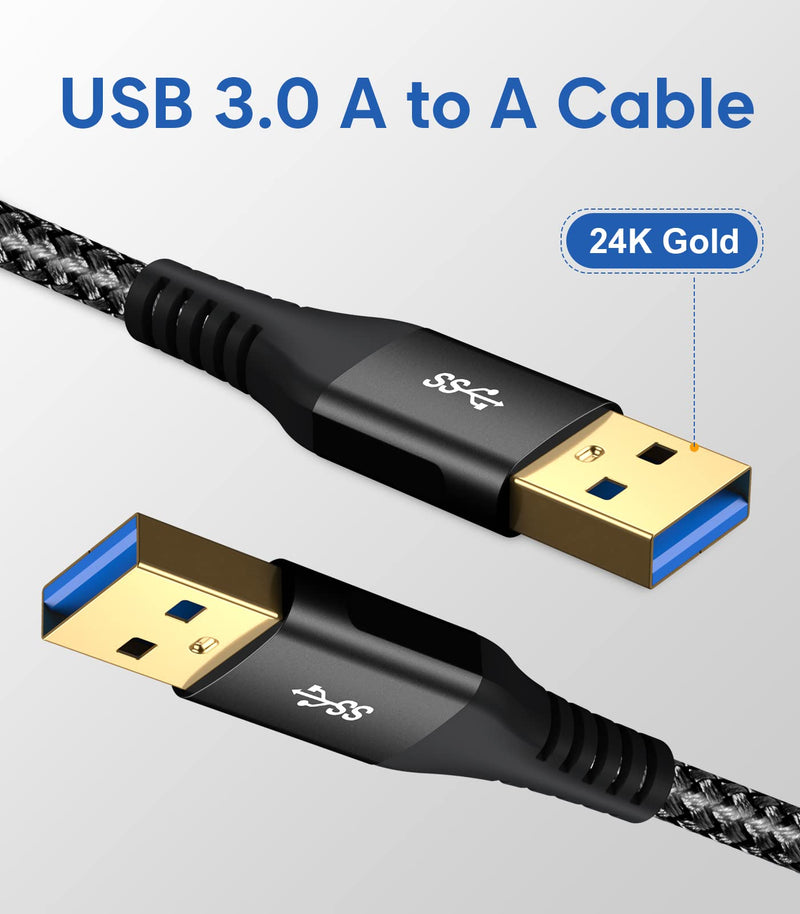  [AUSTRALIA] - USB to USB Cable [2-Pack, 6.6ft], AviBrex USB 3.0 A to A Cable Type A Male to Type A Male for Data Transfer Compatible with Hard Drive,Laptop,DVD Player,TV,USB 3.0 Hub, Monitor,Camera,Set Up Box&More Black