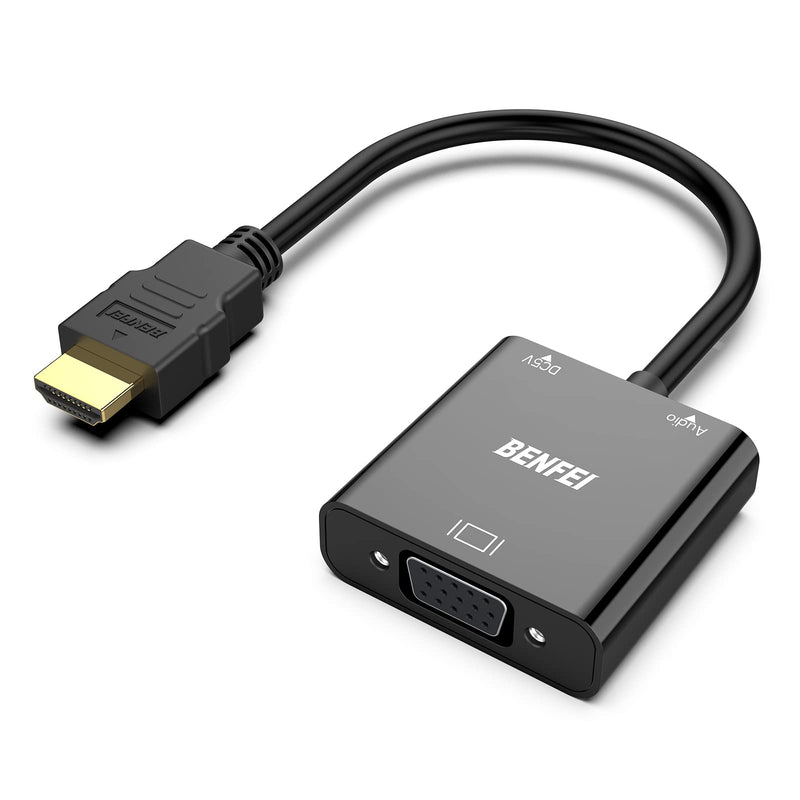  [AUSTRALIA] - BENFEI HDMI to VGA,Gold-Plated HDMI to VGA Adapter (Male to Female) With 3.5mm Audio Compatible for Computer, Desktop, Laptop, PC, Monitor, Projector, HDTV, Raspberry Pi, Roku, Xbox, PS4, Mac Mini 1 PACK