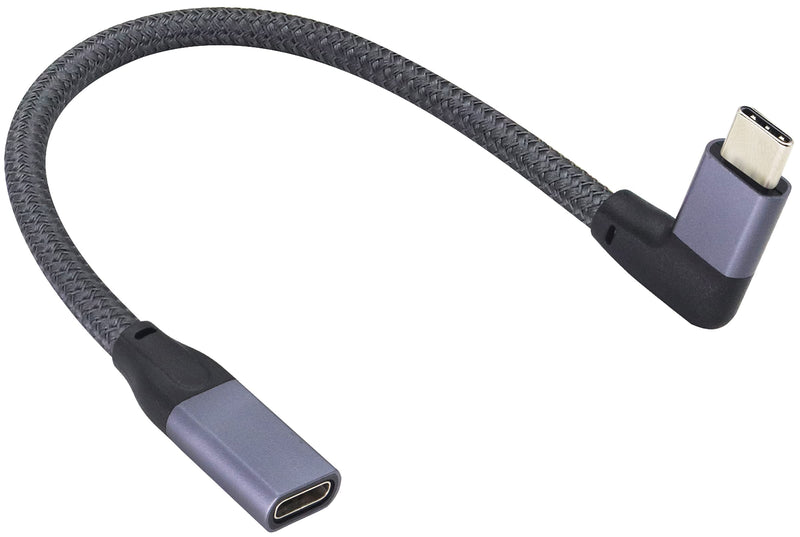 [AUSTRALIA] - AAOTOKK Braided 90 Degree USB Type C 3.1 Cable 4K&60W&3A Right Angle Type C 3.1 USB Male to Female Connector Cable Supports Charging,Data,Audio,Video Cable for Laptop&Tablet&Mobile Phone.(0.2M/8inch)
