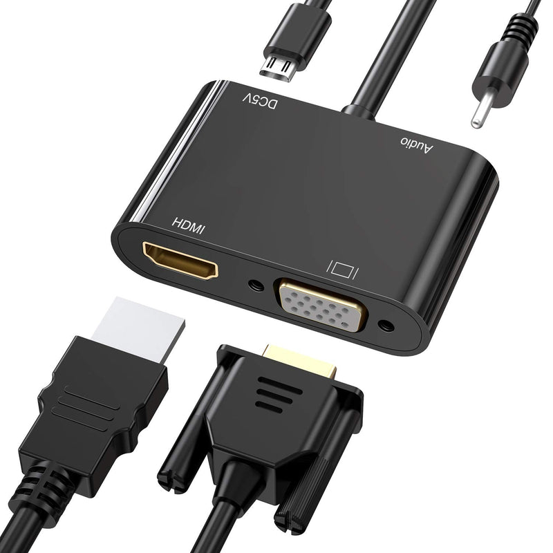  [AUSTRALIA] - VGA to HDMI VGA Adapter, Aorz VGA to Dual VGA HDMI Splitter Converter（Dual Display at Same Time with Charging Cable and 3.5mm Audio Cable for PC, Laptop, Ultrabook, Raspberry Pi, Chromebook and More