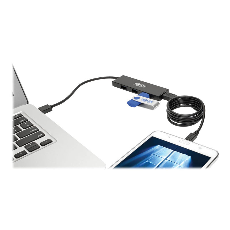 Tripp Lite 4-Port Portable Slim USB 3.0 Super speed Hub with Built In Cable (U360-004-SLIM) 4-Port Slim Hub - LeoForward Australia