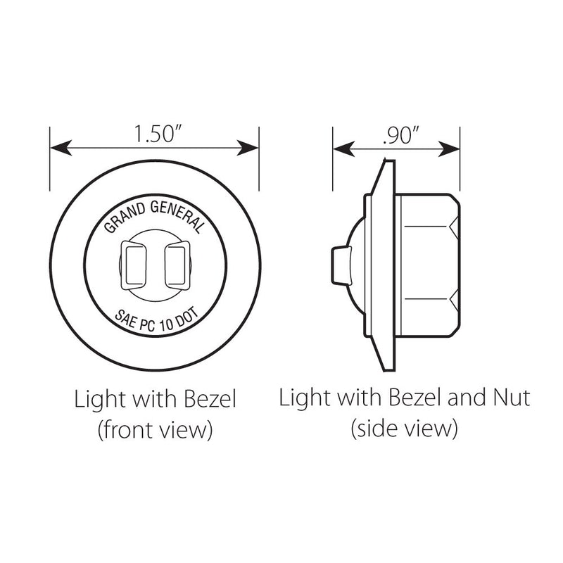  [AUSTRALIA] - Grand General 87061 Amber 1" Mini Wide Angle Single LED Marker Sealed Light with Clear Lens and Chrome Plastic Bezel Amber/Clear