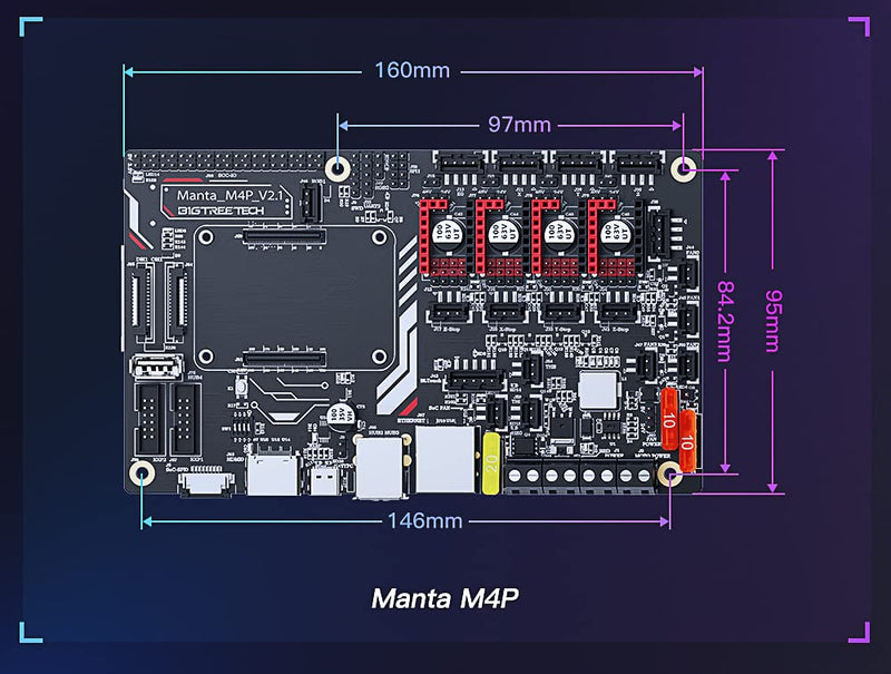  [AUSTRALIA] - BIGTREETECH Manta M4P V2.1 32-Bit Control Board 4-axis Motherboard 64MHz Compatible CM4 & CB1 Supports 4 Stepper Drivers Klipper Marlin 3D Printer Parts