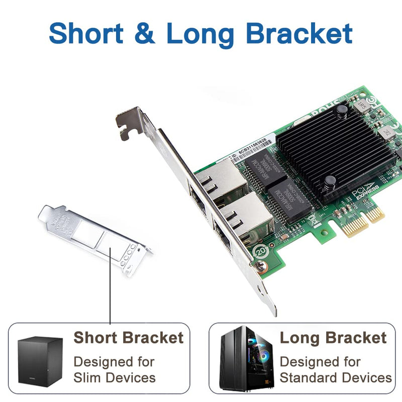  [AUSTRALIA] - Gigabit Dual NIC with Intel 82571 Chip, 1Gb Network Card Compare to Intel E1G42ET NIC, 2 RJ45 Ports, PCI Express 2.1 X4, Ethernet Card with Low Profile for Windows/Windows Server/Linux 82571-X1(2×RJ45)