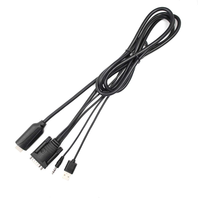  [AUSTRALIA] - 1.8m Male VGA to Male HDMI Converter Adapter cablewith 1080P HD Video Converter Cord with 3.5mm Audio Cable & USB Power Cable for Old PC to New TV/Monitor/Projector