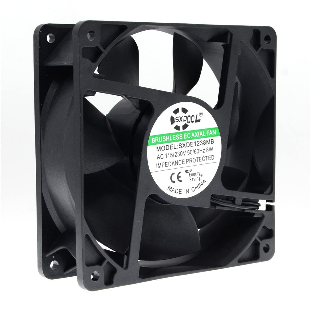  [AUSTRALIA] - SXDOOL EC Motor Cooling Fan, 120mm Fan, 120mm 38mm AC 110V 115V 120V 220V 240V, Dual Ball Bearing 3000RPM Powerful