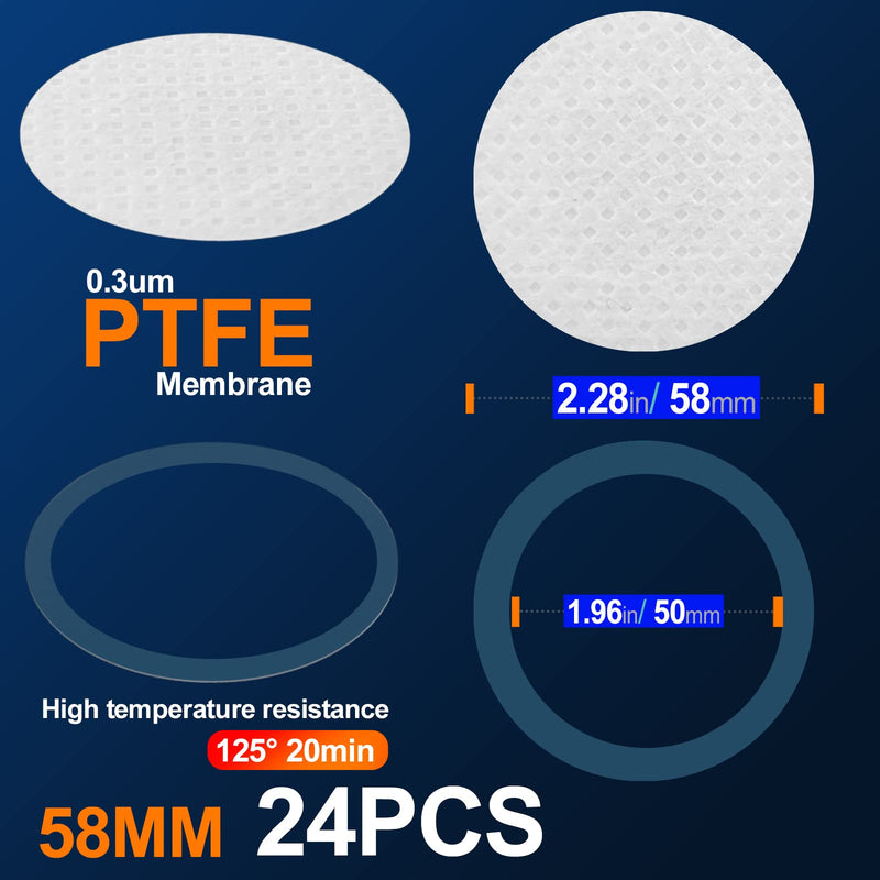  [AUSTRALIA] - Synthetic Filter Paper Stickers 58 mm 0.3 μm PTFE Filter Disc Strong Adhesive Patch for Mushroom Cultivation (24pcs)