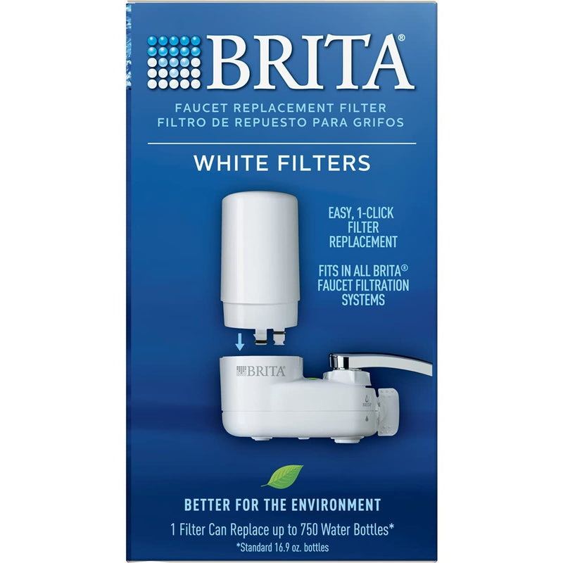  [AUSTRALIA] - Brita Tap Water Filter, Water Filtration System Replacement Filters for Faucets, Reduces 99% of Lead, Made Without BPA, White, 2 Count 2 ct