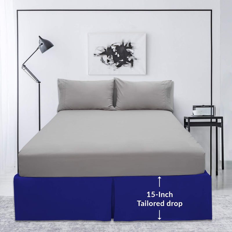 [AUSTRALIA] - Mellanni Bed Skirt California King - 15-Inch Tailored Drop Pleated Dust Ruffle - 1800 Double Brushed Microfiber Bedding - Easy Fit, Wrinkle, Fade, Stain Resistant (Cal King, Imperial Blue)