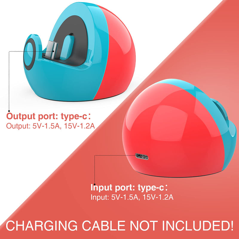  [AUSTRALIA] - HEIYING Mini Charging Dock for Nintendo Switch /Switch Lite/Switch OLED, Type C Port Switch Charging Stand Station,Switch Lite Dock with Classic Colors Neon Blue & Neon Red