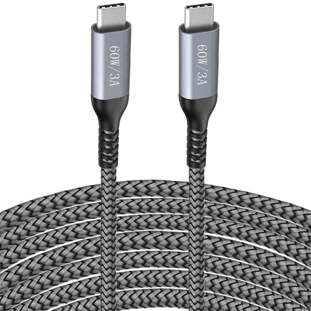  [AUSTRALIA] - 15FT USB C to USB C Charger Cable,60W/3A,Type C Fast Charging,Long Braided Cord for iPad Pro,MacBook Air,Samsung Galaxy S10 S20 S21 Plus,Note 10 20,A80,OnePlus 9 8T,Google Pixel 5 4 XL,PS5,Laptop 13" 15 ft