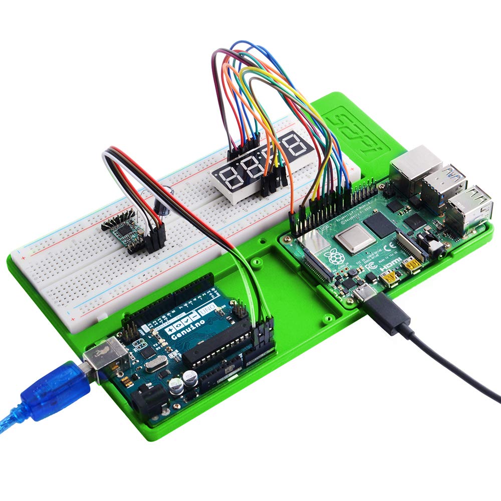  [AUSTRALIA] - GeeekPi Raspberry Pi 4B Holder ABS Holder Breadboard Holder,5 in 1 Base Plate Case for Raspberry Pi 4 Model B,3B+,3B,2B,B+,Zero,Zero W(2) and Arduino UNO,Arduino Mega 2560 (Green Holder)