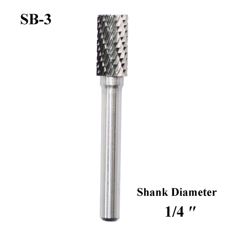 SB-3 Tungsten Carbide Burr Rotary File Cylinder Shape Double Cut with 1/4''Shank for Die Grinder Drill Bit - LeoForward Australia