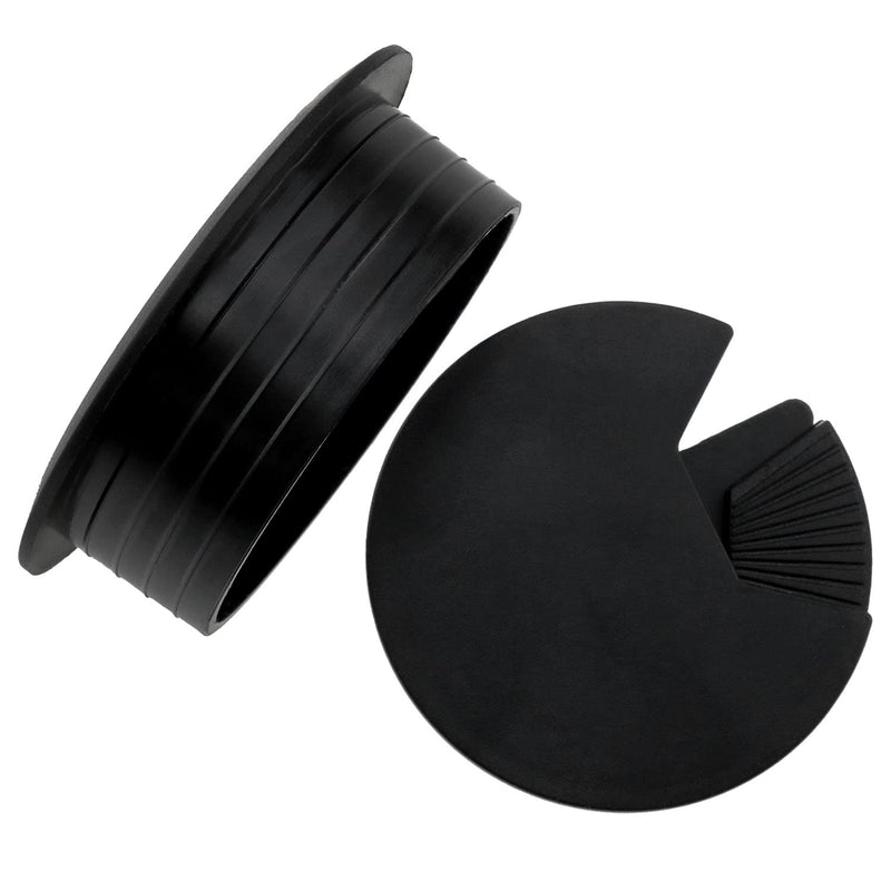  [AUSTRALIA] - Lovelysp 2-3/8 inch Table Wire Cable Ring Hole Cover for Office PC Desk Cable Cord Organizer Plastic Cover (Open Hole 60mm Wire Box Black)-4PCS