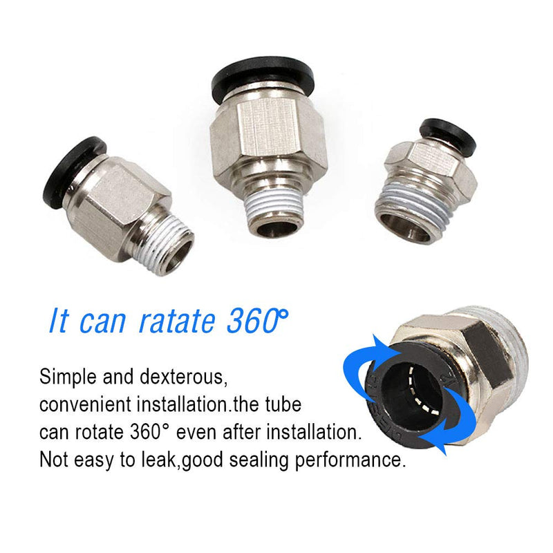  [AUSTRALIA] - Beduan Push to Connect Fitting, 1/2" Tube OD x 1/4" NPT Thread Male Straight Pneumatic Air Fitting (Pack of 10) 1/2"OD-1/4"NPT