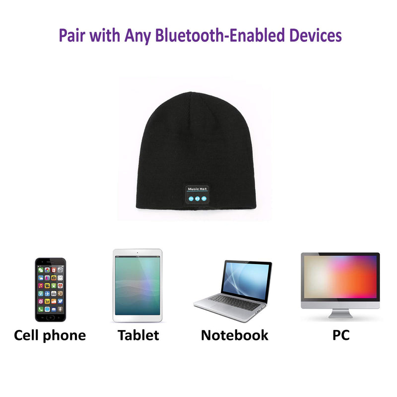 Bluetooth Beanie, with Detachable Built-in Microphone and Stereo Speakers, Bluetooth 5.0 for Outdoor Warmth-Unisex (Black) - LeoForward Australia