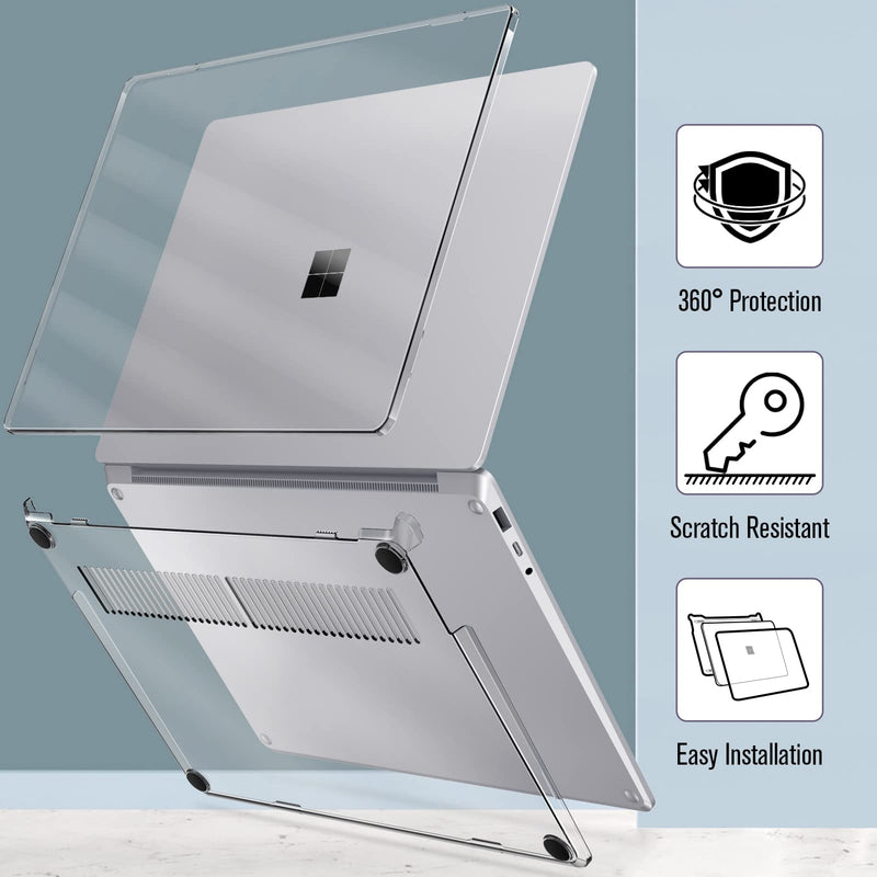  [AUSTRALIA] - Fintie Case for 15 Inch Microsoft Surface Laptop 5 4 3 with Metal Keyboard (Model: 1872/1873//1953/1979) - Protective Slim Snap On Hard Shell Cover, Crystal Clear