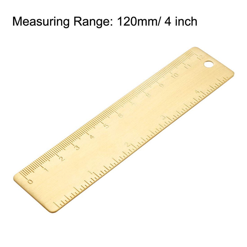  [AUSTRALIA] - uxcell Straight Brass Ruler 120mm 4 Inches Metric Measurement Tool Drawing Measuring Ruler 1mm Thickness