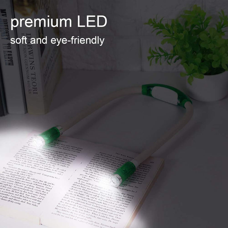  [AUSTRALIA] - Neck Book Light, Flexible Hanging LED Light Hands Free Adjustable Bendable Night Reading Knitting Lamp(Green)