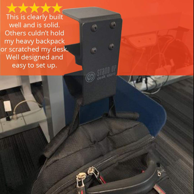  [AUSTRALIA] - Stand Up Desk Store Clamp-On Under Desk Headphone Hanger, Backpack Hook, and Purse Holder - Black