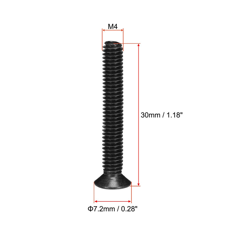  [AUSTRALIA] - uxcell M4 x 30mm Phillips Screw Fastener Black for Laptop PC TV Fan Switch 50pcs